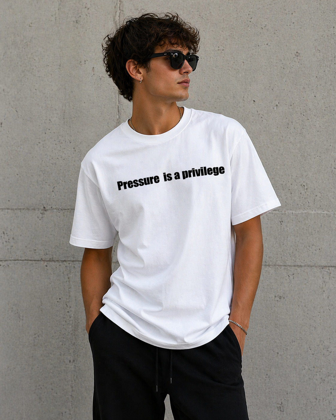KIKI “Pressure is a Privilege” T-Shirt – Maglietta Oversize Unisex Streetwear Motivazionale