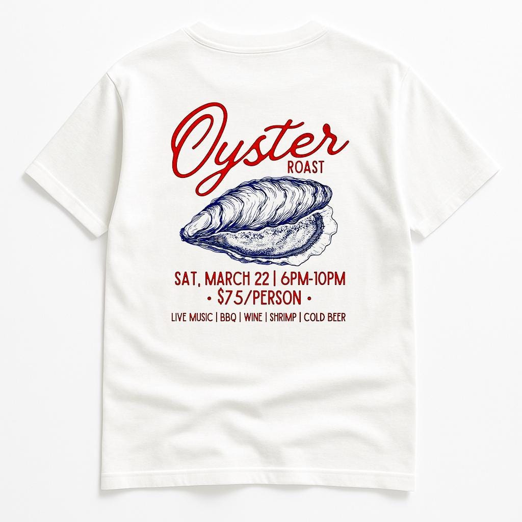 KIKI Oyster Roast T-Shirt Unisex Bianca – Maglietta Grafica Oyster Seafood Vintage, Streetwear Estivo Made in Italy 🇮🇹