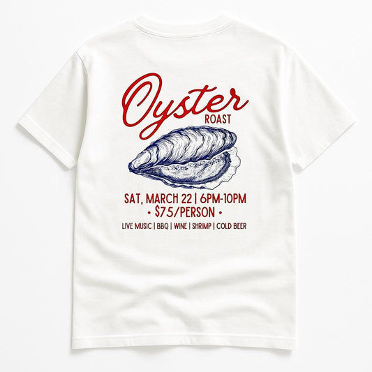 KIKI Oyster Roast T-Shirt Unisex Bianca – Maglietta Grafica Oyster Seafood Vintage, Streetwear Estivo Made in Italy 🇮🇹