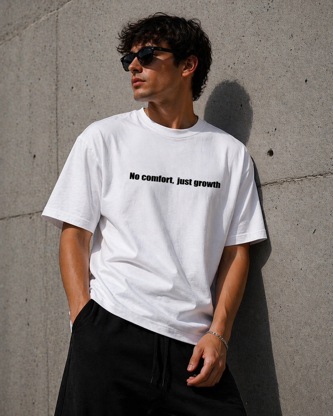 KIKI “No Comfort, Just Growth” T-Shirt – Maglietta Oversize Unisex Streetwear Motivazionale