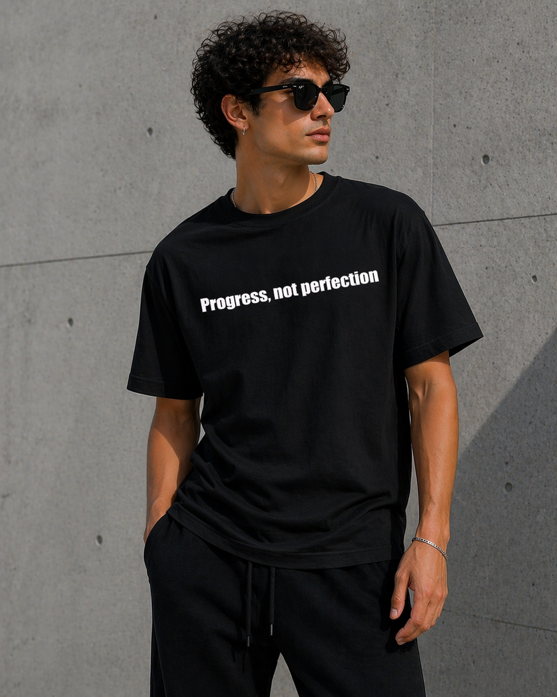 KIKI “Progress, Not Perfection” T-Shirt – Maglietta Oversize Unisex Streetwear Motivazionale