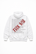 Felpa Unisex Bianca “Fuck 9/18” – Hoodie Oversize Streetwear con Stampa Ribelle Anti-Routine – Cotone Premium Made in Italy 🇮🇹
