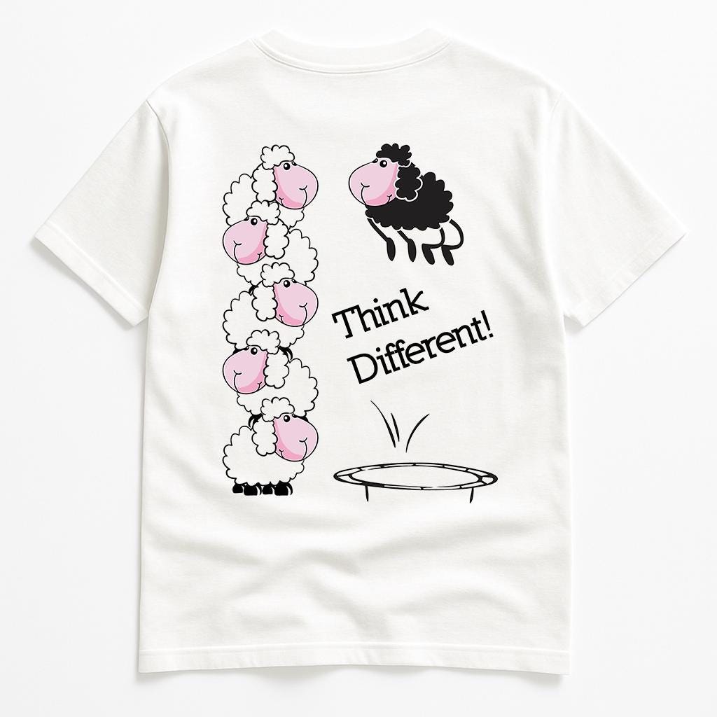 T-shirt Think Different KIKI – Maglietta oversize unisex in cotone con stampa ironica