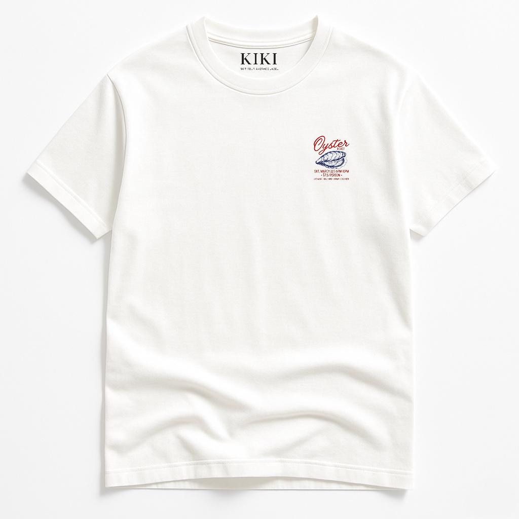 KIKI Oyster Roast T-Shirt Unisex Bianca – Maglietta Grafica Oyster Seafood Vintage, Streetwear Estivo Made in Italy 🇮🇹