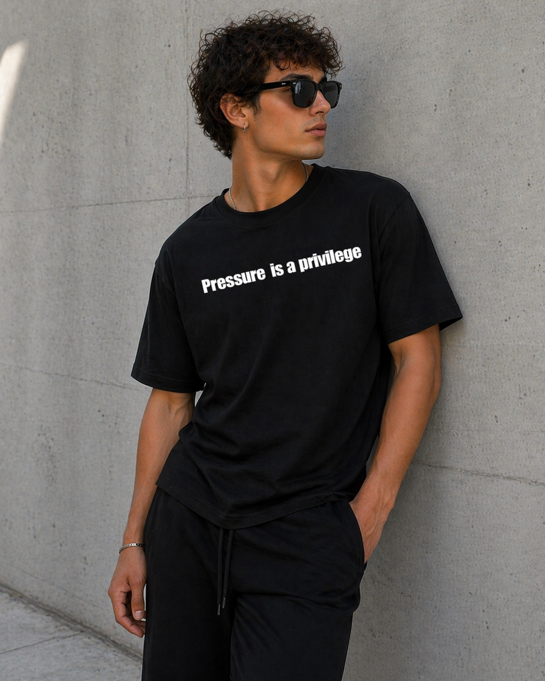 KIKI “Pressure is a Privilege” T-Shirt – Maglietta Oversize Unisex Streetwear Motivazionale