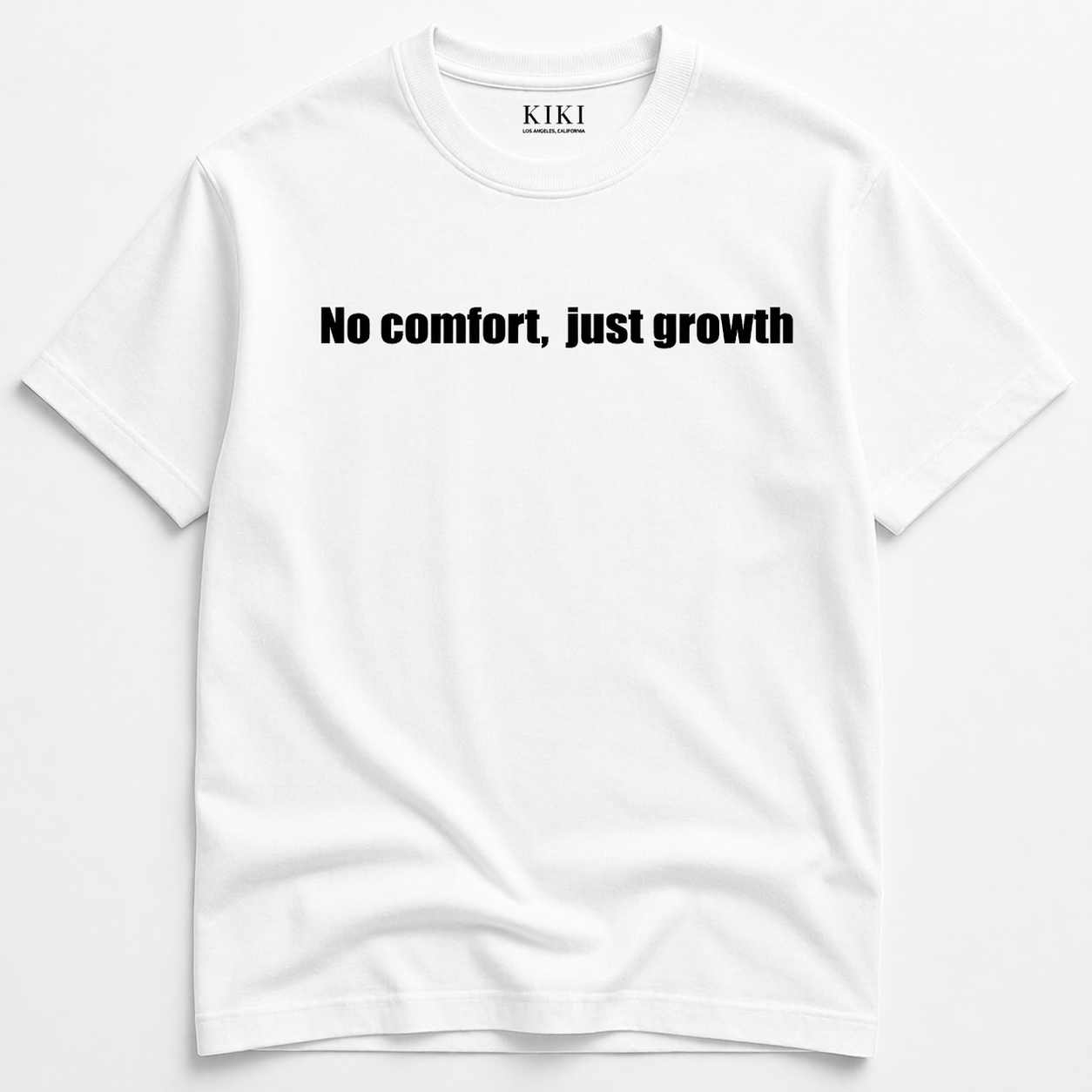 KIKI “No Comfort, Just Growth” T-Shirt – Maglietta Oversize Unisex Streetwear Motivazionale