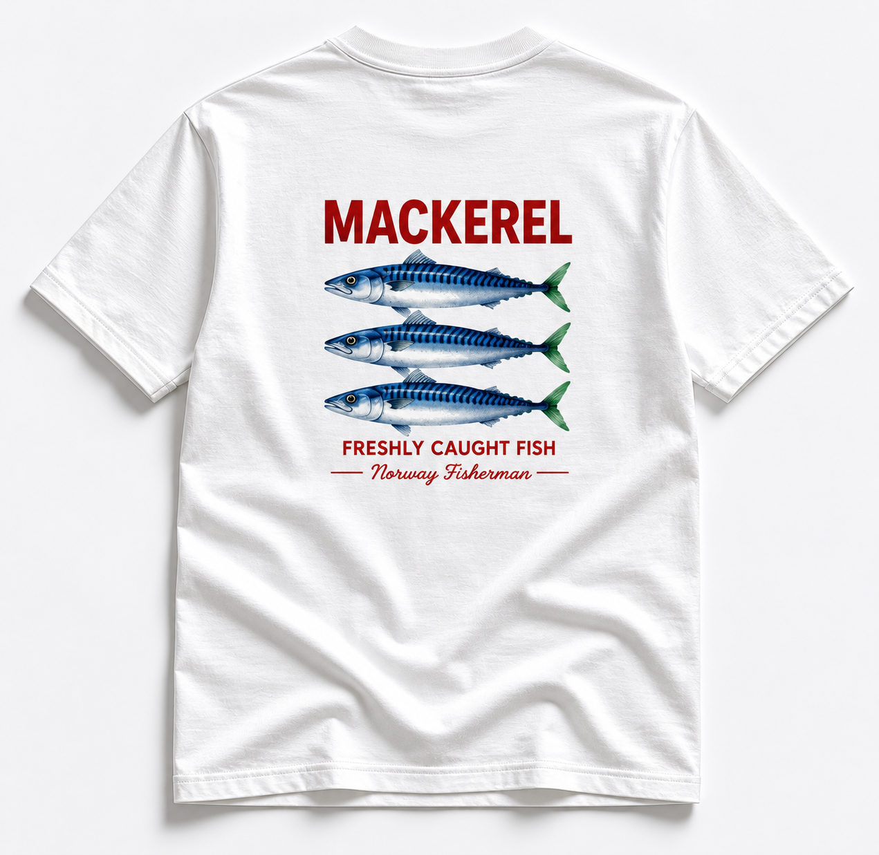 KIKI Mackerel Oversized T-Shirt – White Graphic Tee Inspired by Nordic Fisherman Style